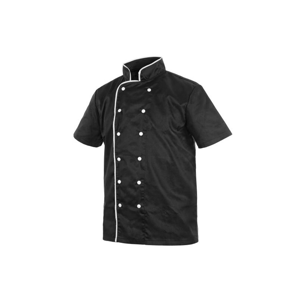 Bluza kucharska CHEF, męska, krótki rękaw, kolor czarno-biały