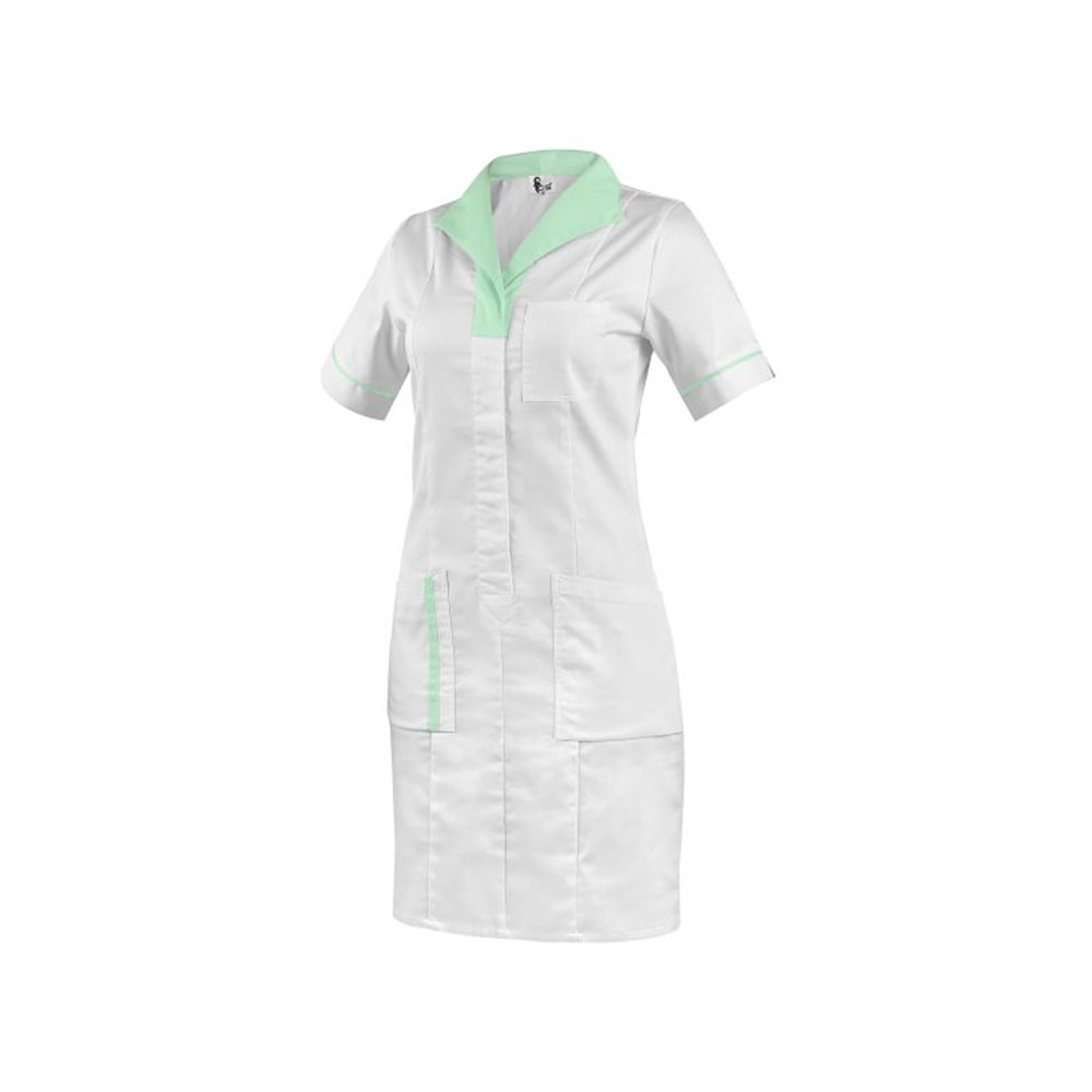 Damskie šaty CXS BELLA bílé se zelenými doplňky