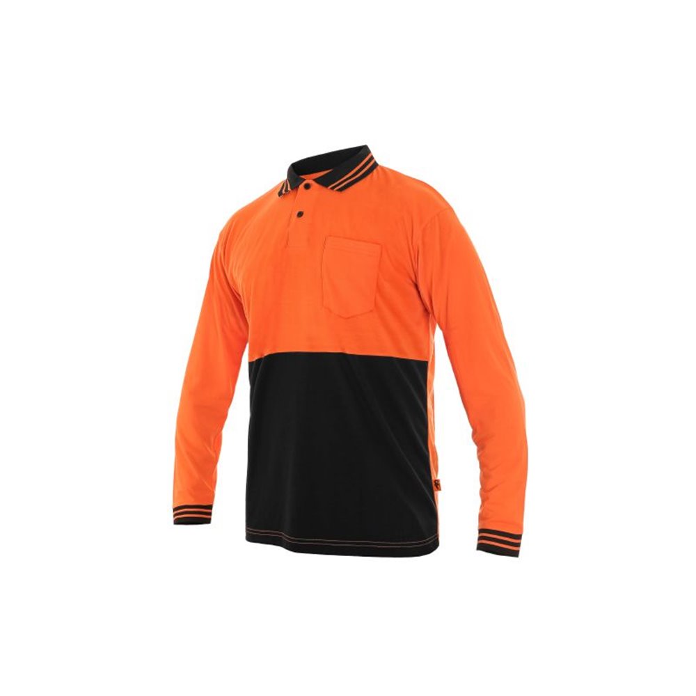 Koszulka polo LANDON, męska, długi rękaw, kolor pomarańczowo-czarny